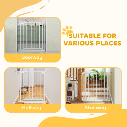 PawHut Baby Gate, Pet Safety Gate Pressure Fit, 76-81cm Wide with Two-Way Open, One-Hand Opening