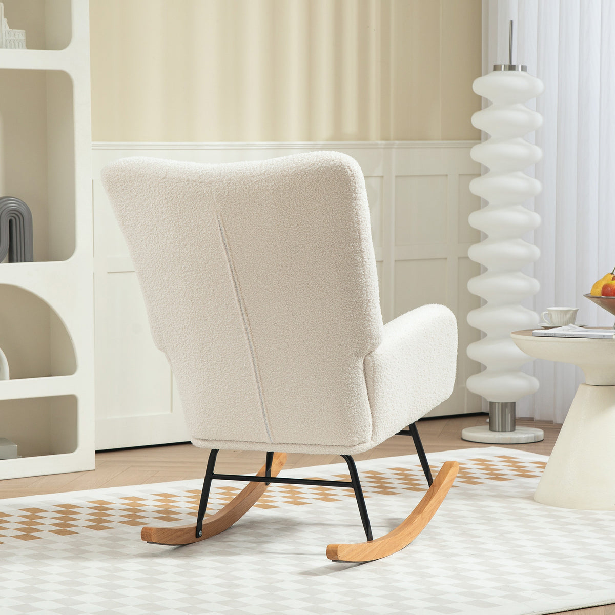 Teddy Fleece Rocking Chair - Cream White