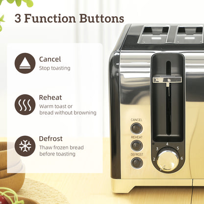 Kettle and Toaster Set, 1.7L 3000W Rapid Boil Jug Kettle with Otter Thermostat, Limescale Filter, 4 Slice Toaster with 7 Browning Controls, Crumb Tray, LED Strip, Black