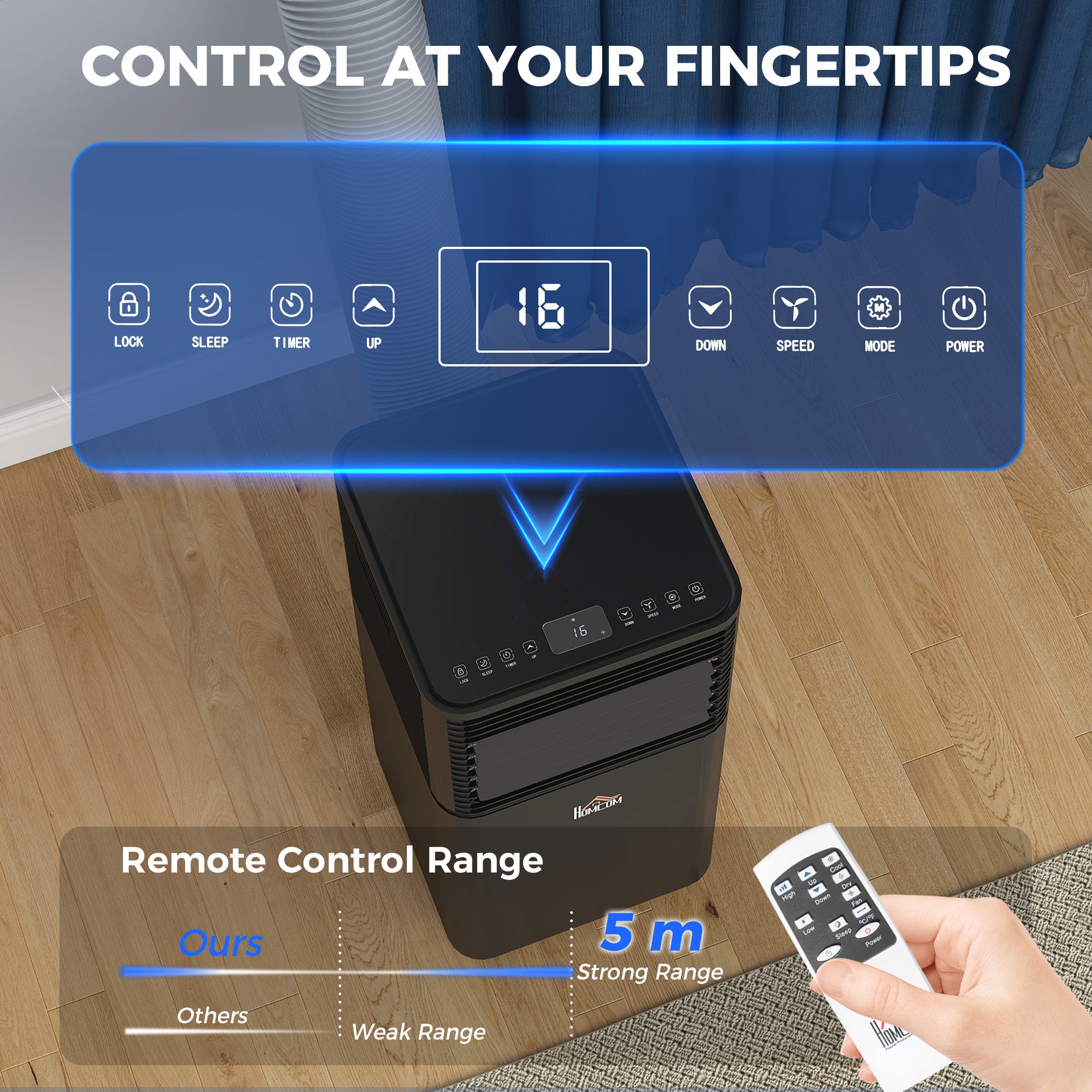 7000 BTU 4-In-1 Portable Air Conditioner Unit Cooling Dehumidifying Ventilating  for Room up to 26m², with Fan, Remote, 24H Timer, Window Mount Kit, R290, A Energy Efficiency