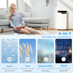 Portable Air Conditioner 14000 BTU, 4-in-1 AC Unit with Cool, Dehumidifier, Fan, Sleep Mode, WiFi Voice Remote Control