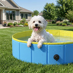 PawHut Foldable Dog Pool for Puppies and Ducks Dog Paddling Pool Bath Tub, Blue, 80 x 20 cm