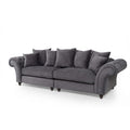 Charcoal Grey Rolled‑Arm 4‑Seater Sofa