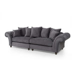 Charcoal Grey Rolled‑Arm 4‑Seater Sofa