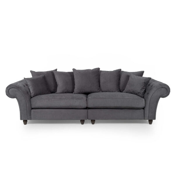 Charcoal Grey Rolled‑Arm 4‑Seater Sofa
