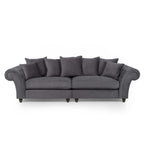 Charcoal Grey Rolled‑Arm 4‑Seater Sofa