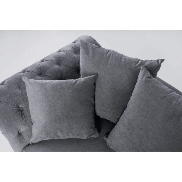 Charcoal Grey Rolled‑Arm 4‑Seater Sofa
