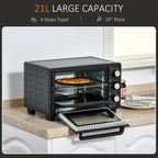 21L Mini Countertop Oven, 100°C-230°C Adjustable Temp - Black