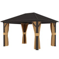 Outsunny 3.6 x 3 m Aluminium Hardtop Gazebo, with Accessories - Brown