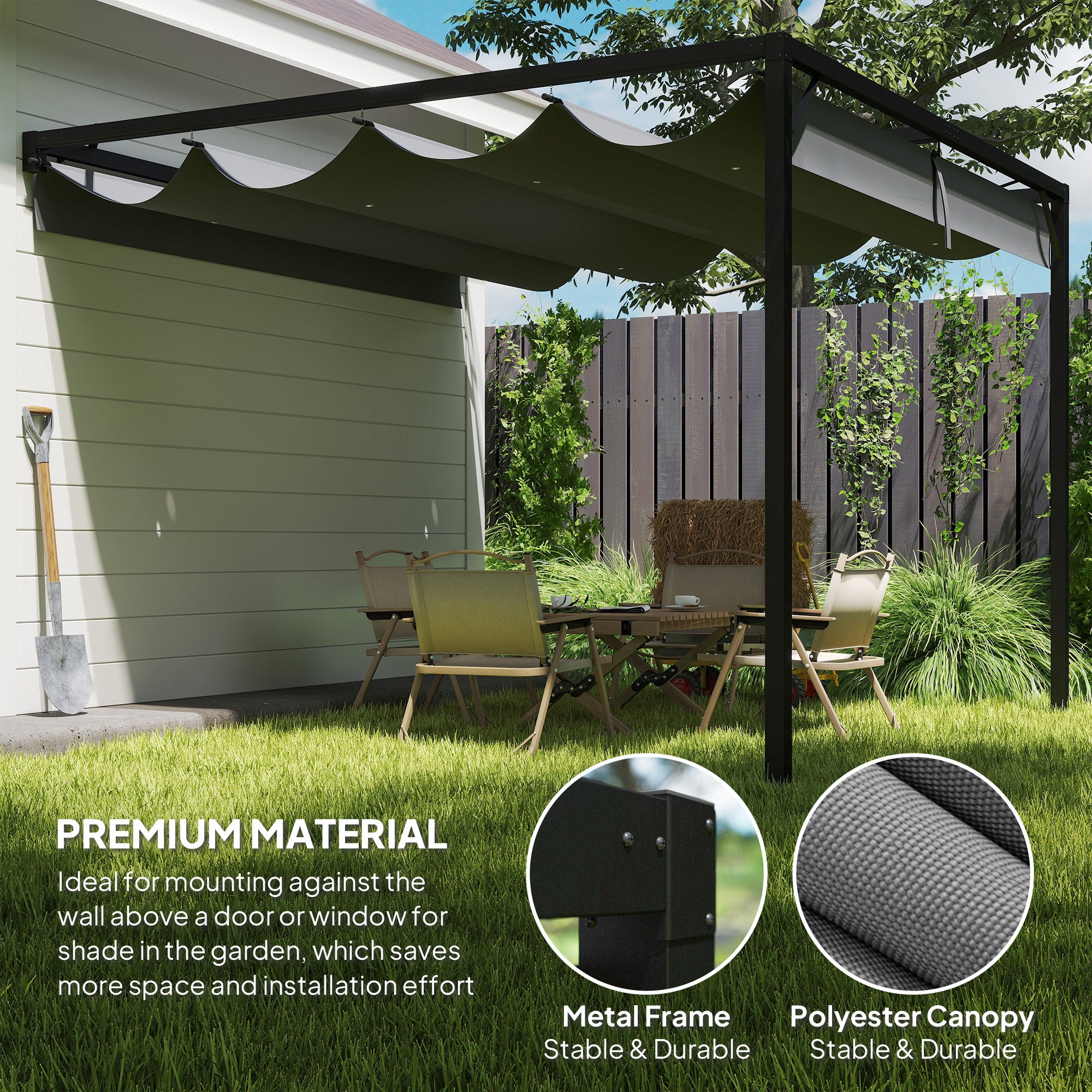 Outsunny 3 x 3 m Pergola, with Sliding Canopy - Grey