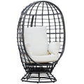 Outsunny 360° Swivel Egg Chair, Garden Rattan Swivel Chair with Thickened Cushion and Pillow, 150 KG Capacity for Indoor Outdoor, Balcony, Patio, Black