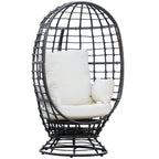 Outsunny 360° Swivel Egg Chair, Garden Rattan Swivel Chair with Thickened Cushion and Pillow, 150 KG Capacity for Indoor Outdoor, Balcony, Patio, Black