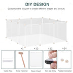 PawHut Pet Playpen DIY Small Animal Cage Open Enclosure Portable Plastic Fence 12 Panels for Hedgehog Guinea Pig White