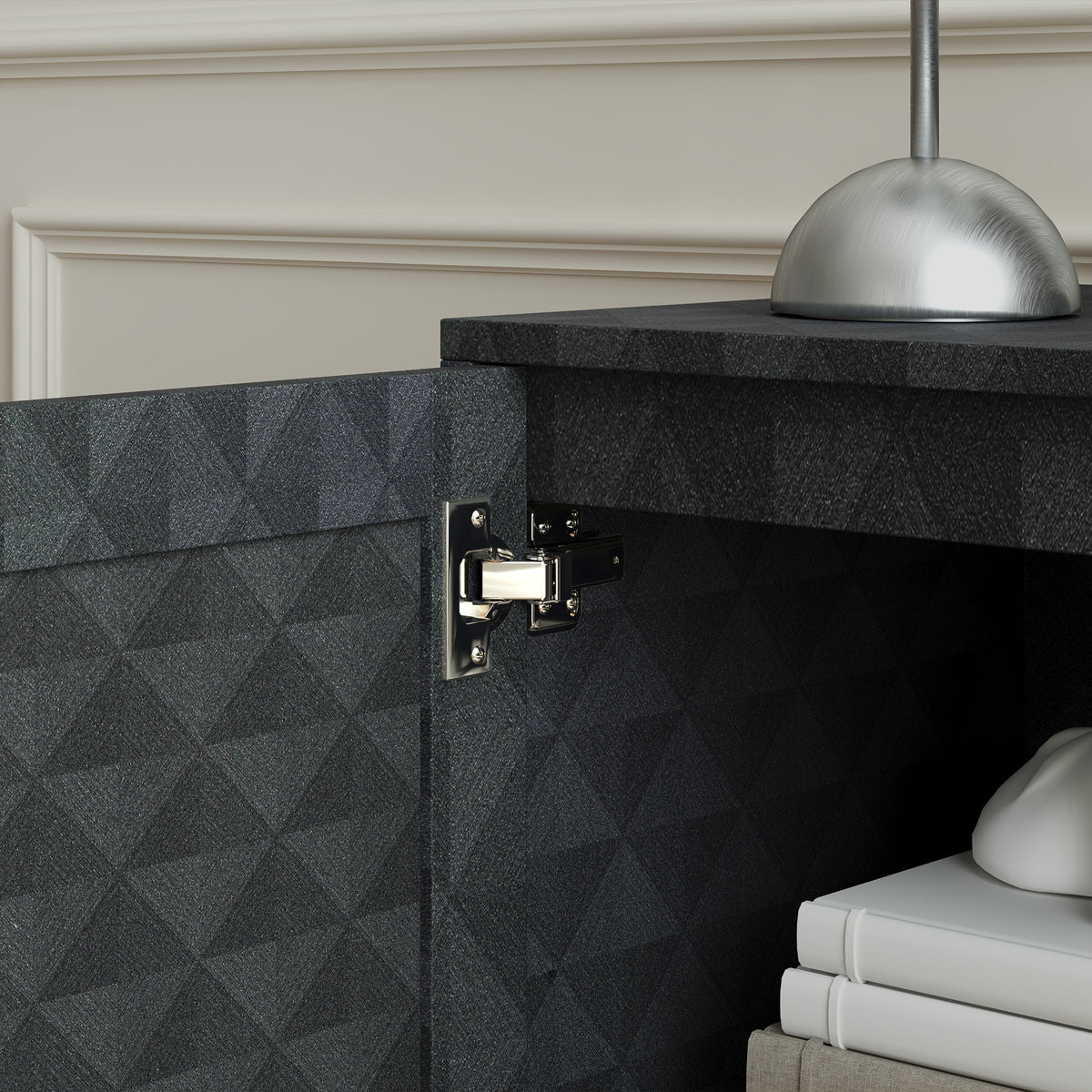 Modern Sideboard, Freestanding Sideboard Storage Cabinet with Adjustable Shelf and 2 Doors for Living Room, Black