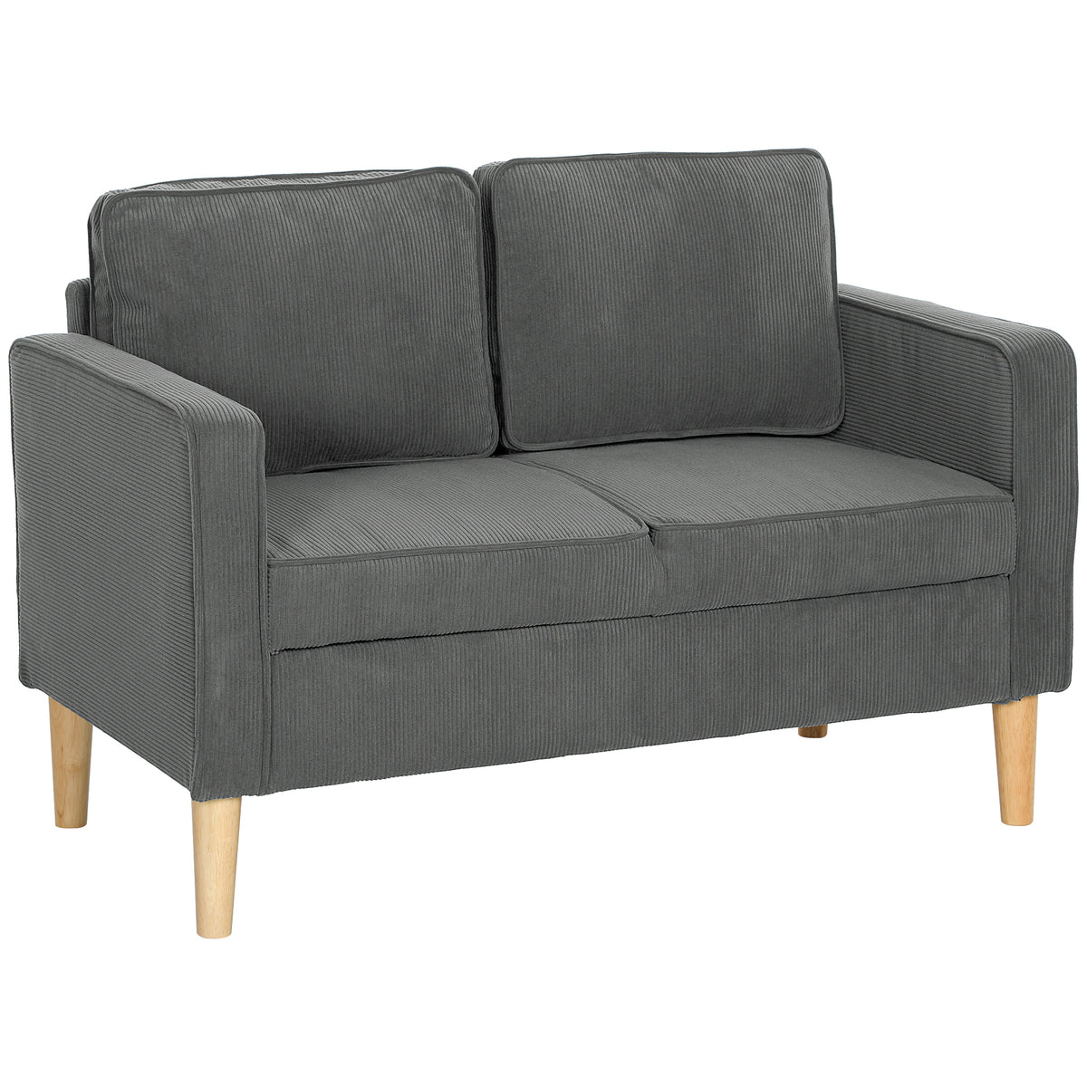 Small Two-Seater Corduroy Sofa - Grey