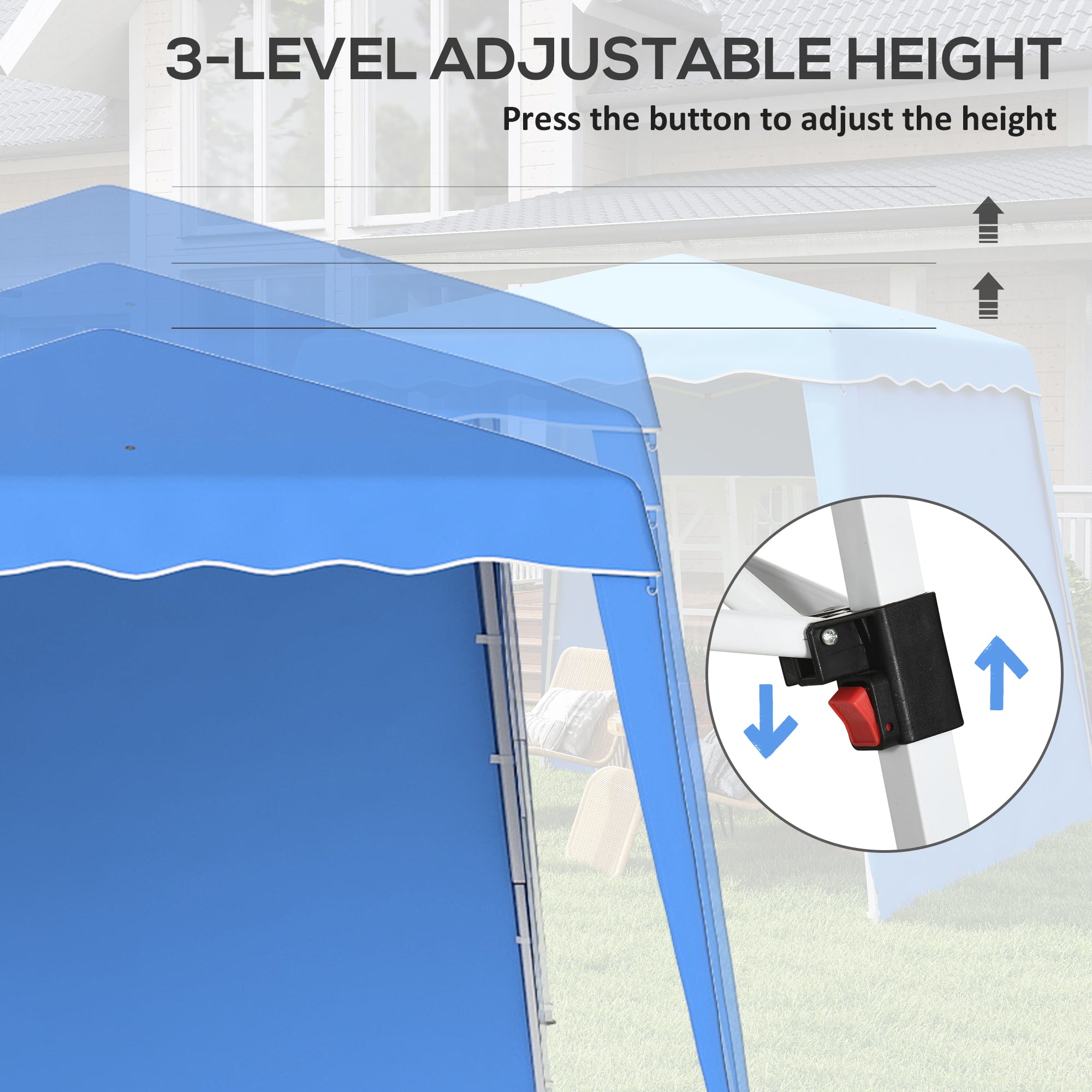 Outsunny 2.4 x 2.4m Two Wall Pop Up Gazebo - Blue