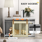 PawHut 98cm Dog Crate Furniture with Removable Cushion for Large Dogs - Grey