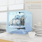 Table Top Dishwasher with Built-in 6L Water Tank, Mini Countertop Dishwasher with 6 Programs, 4 Place Settings, Silver Tone