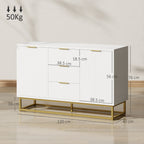 HOMCOM Sideboard with 3 Drawers and Adjustable Shelves for Living Room - White