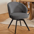 Sullivan Round Dining Table in Oak/Black 120cm includes 4 Marlene Dining Chairs with Armrest and Swivel Function in Grey