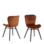 Codey Round Dining Table with White Polished Marble Top & Black Base includes 4 Matilda Dining Chairs in Copper