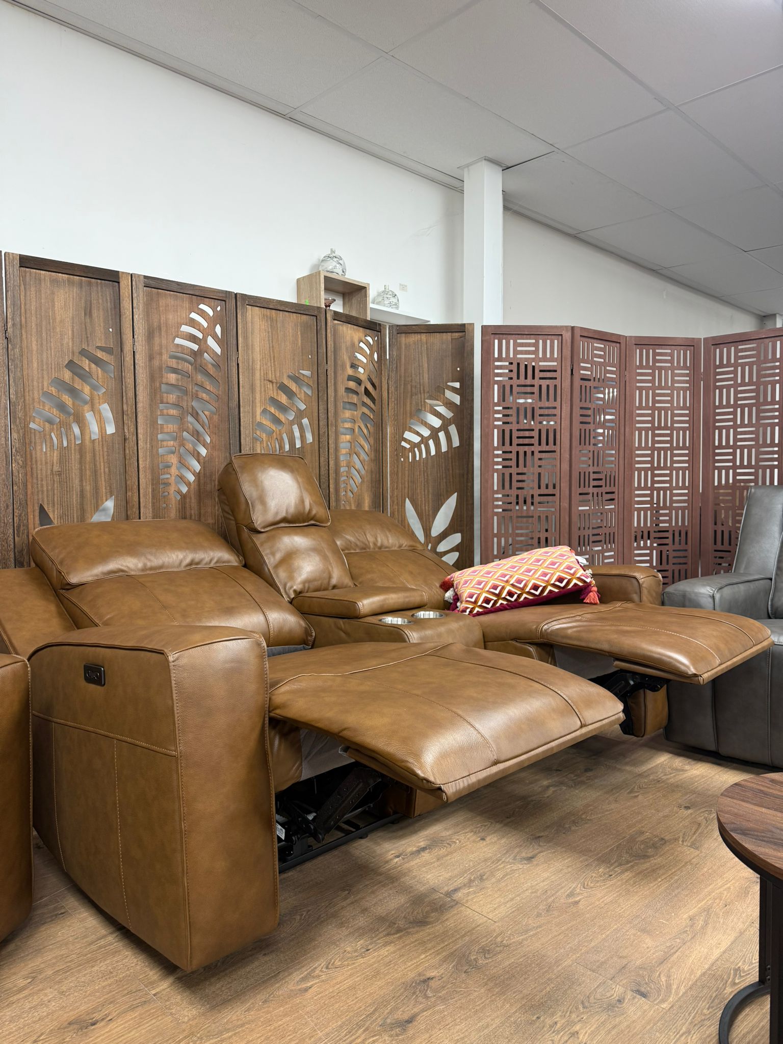 Barcelona Brown Electric Recliner Sofa Set 3+2 Console Cupholders