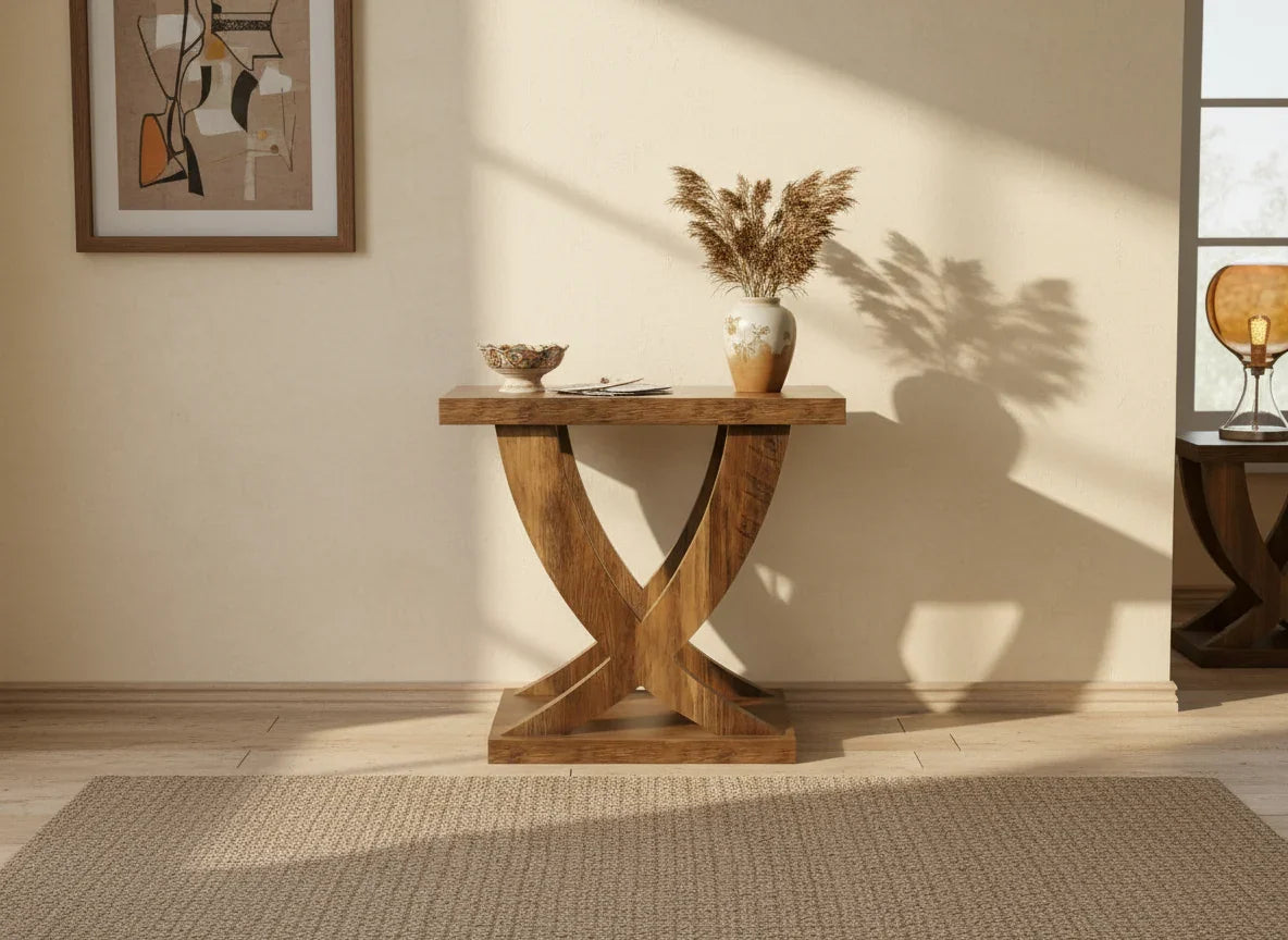 Sculptural Trestle Side/ Lamp Table