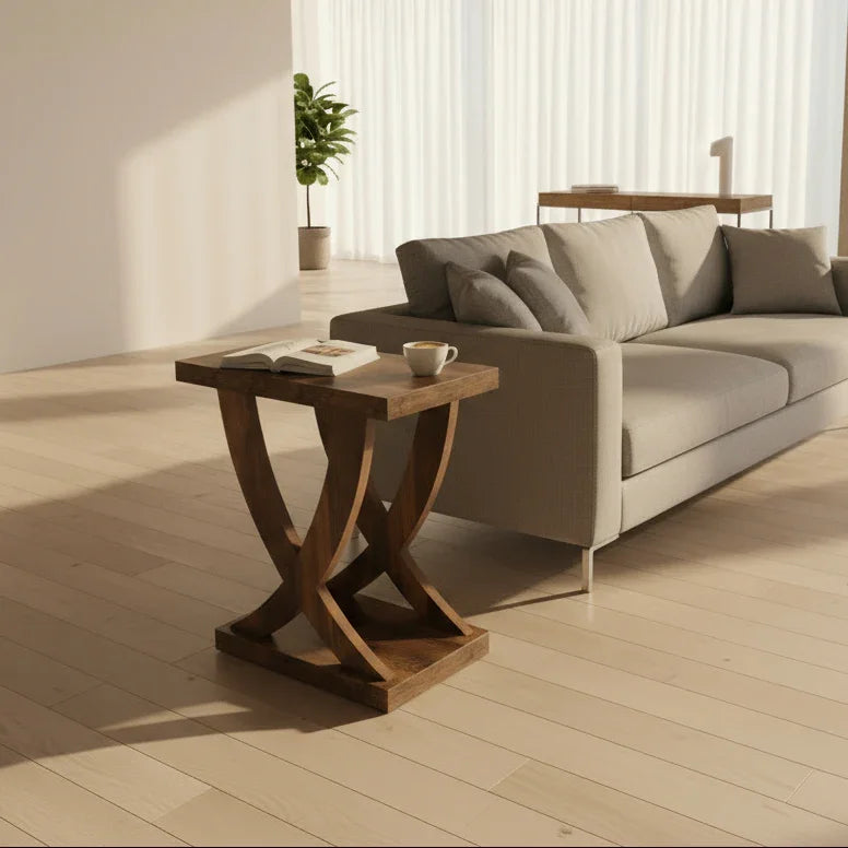 Sculptural Trestle Side/ Lamp Table
