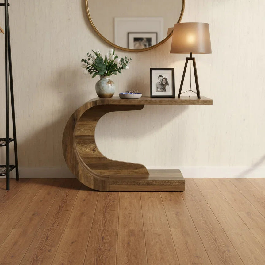 Sculptural Crescent Console/ Lamp Table