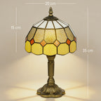 Handmade Art Deco Glass Table Lamp - White/Orange