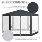 Outsunny 4M Hexagon Gazebo, Netting Party Tent, Patio Canopy Outdoor Event Shelter for Activities, Shade Resistant, Dark Grey