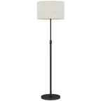 Floor Lamp with Remote, Height Adjustable Standing Lamp with Linen Shade, Dimmable with 3000K-6000K Adjustable Colour Temperatures, Foot Switch for Living Room Bedroom Office, Black