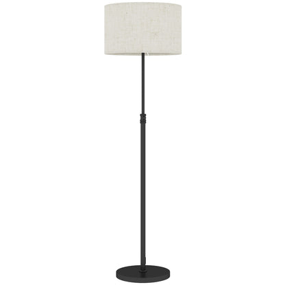Floor Lamp with Remote, Height Adjustable Standing Lamp with Linen Shade, Dimmable with 3000K-6000K Adjustable Colour Temperatures, Foot Switch for Living Room Bedroom Office, Black