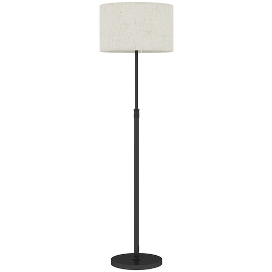 Floor Lamp with Remote, Height Adjustable Standing Lamp with Linen Shade, Dimmable with 3000K-6000K Adjustable Colour Temperatures, Foot Switch for Living Room Bedroom Office, Black
