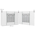 Outsunny Gazebo Side Panels, 2 Pack Sides Replacement, for 3x3(m) or 3x6m Pop Up Gazebo, with Windows and Doors, White