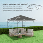 Outsunny 3 x 3(m) Gazebo Canopy Replacement Cover, Garden Gazebo Roof Replacement with Drain Holes, Water Resistant PVC Coating, 370g/?, UPF30+, TOP COVER ONLY, Grey