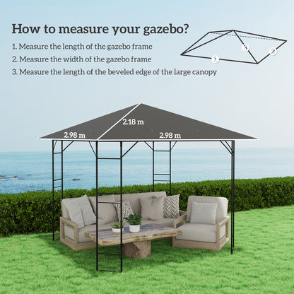 Outsunny 3 x 3(m) Gazebo Canopy Replacement Cover, Garden Gazebo Roof Replacement with Drain Holes, Water Resistant PVC Coating, 370g/?, UPF30+, TOP COVER ONLY, Grey