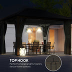 Outsunny 3.6 x 3 m Aluminium Hardtop Gazebo with Smart Drainage System and Ceiling Hooks- Dark Grey