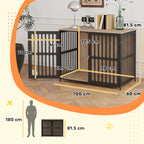 PawHut Dog Crate Furniture with Anti-Chew Resistant Mesh, Anti-Escape Single Door, for Large Dogs, 100 x 60 x 81.5 cm