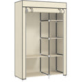 Fabric Wardrobe w/ Shelves Hanging Rail Foldable Wardrobe Cream