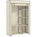 Fabric Wardrobe w/ Shelves Hanging Rail Foldable Wardrobe Cream