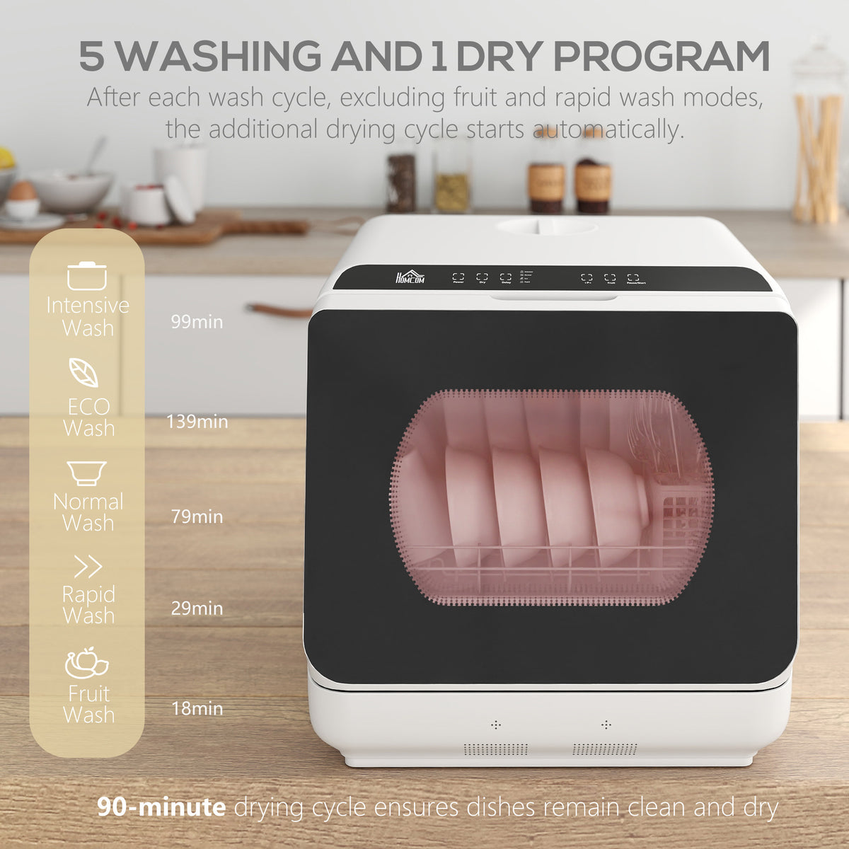 Six-Programme Countertop Dishwasher - White