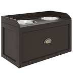 PawHut Stainless Steel Raised Dog Bowls, with 21L Storage Drawer for Large Dogs - Brown
