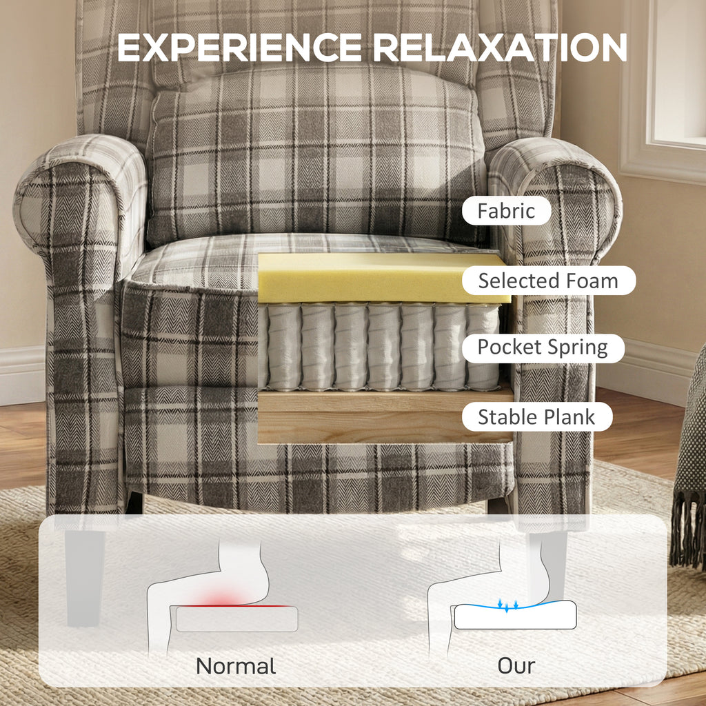HOMCOM 160° Reclining Armchair, with Footrest - Grey and White