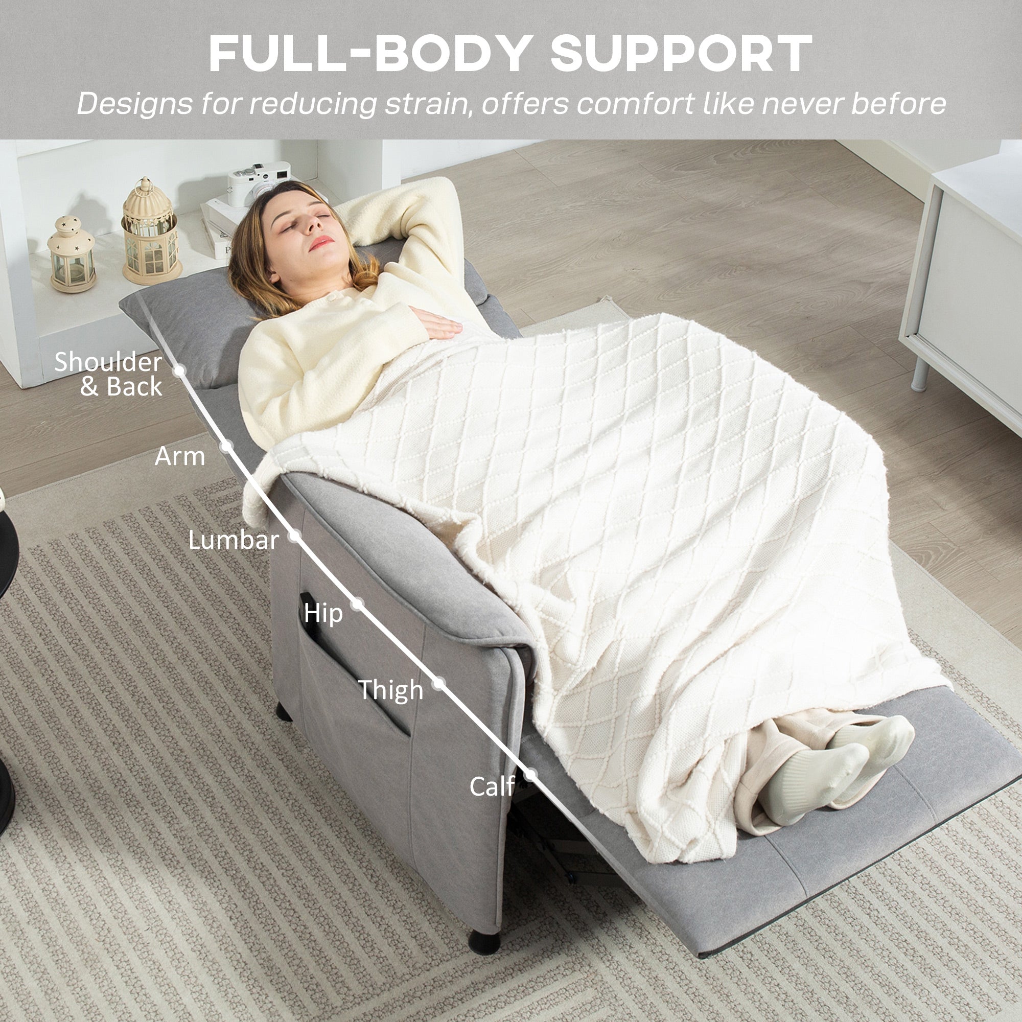 HOMCOM Power Recliner Chair, Reclining Chair with Remote, Pocket Springs, Silent Motor and Side Pockets, Grey