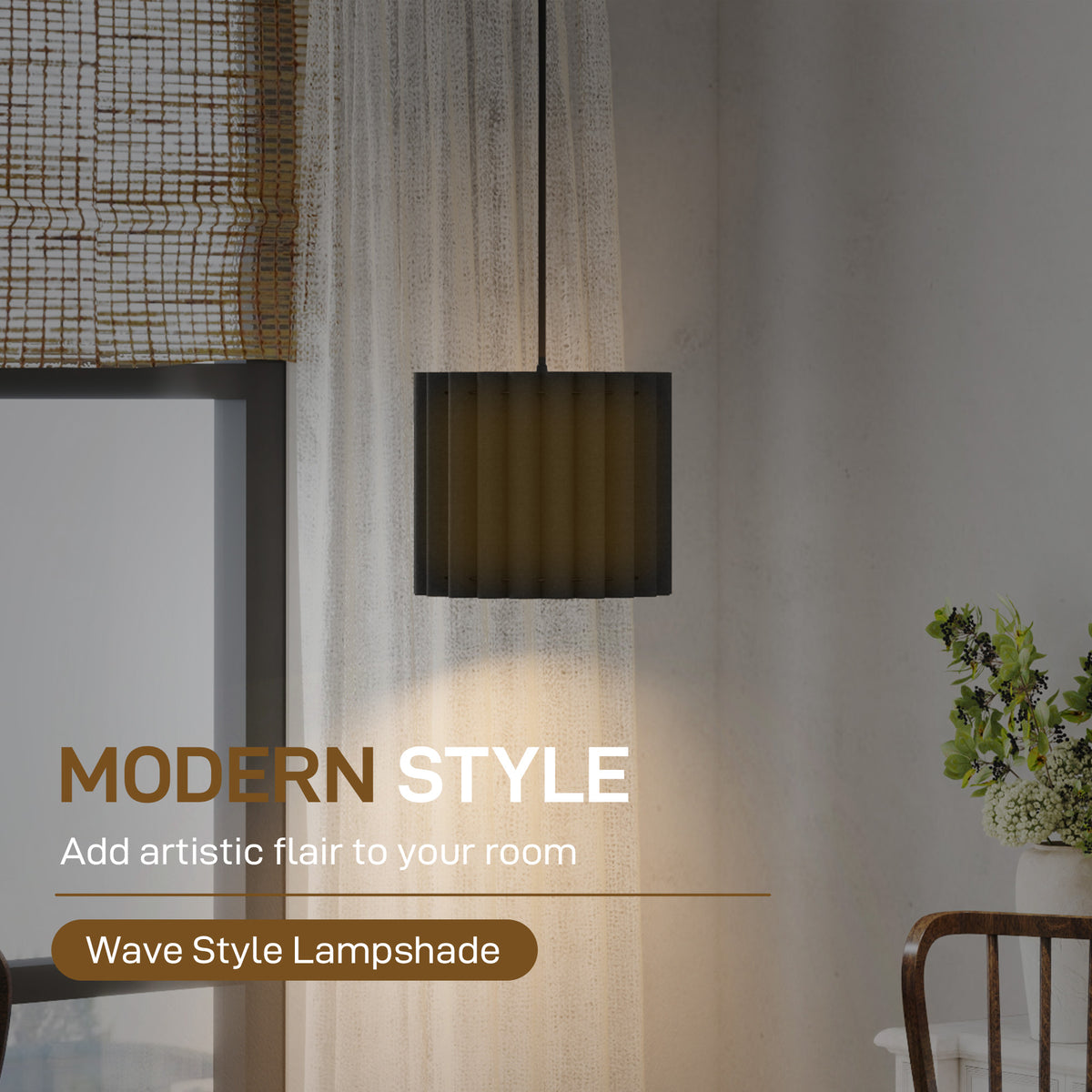 Linen Pendant Light, Bedside Ceiling Lamps with E27 Bulb, Modern Hanging Lights for Living Room, Bedroom, Kitchen, Hallway, Black