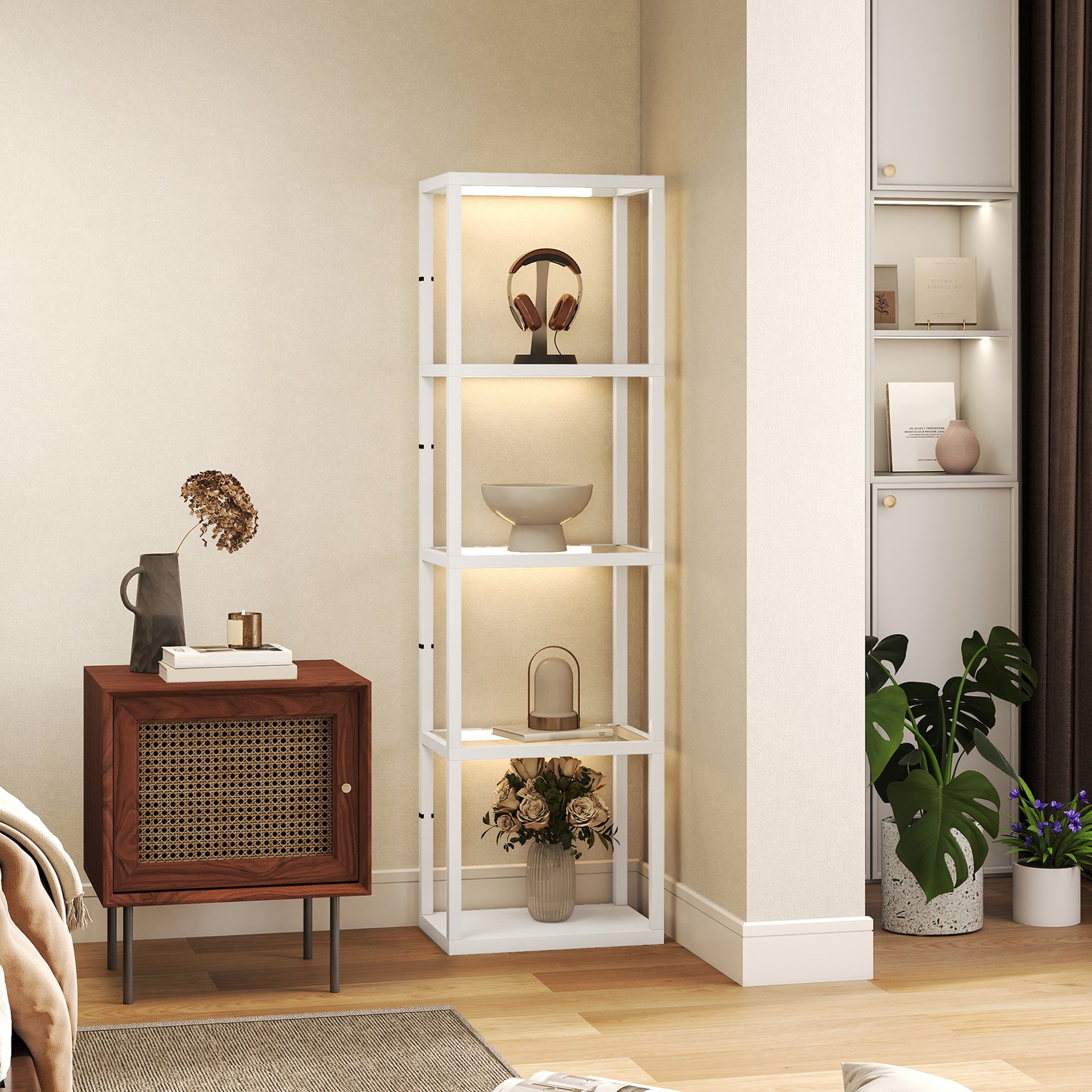 Four-Shelf Floor Lamp - White