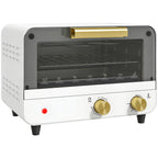 Small Toaster Oven, 12L Multifunction Mini Countertop Oven with Glass Door, Adjustable Temperature and Timer, White