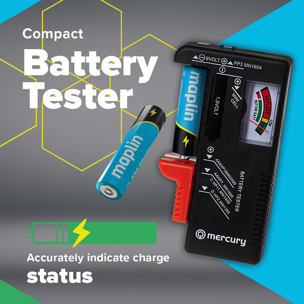 Maplin 80x AA LR6 7 Year Shelf Life 1.5V High Performance Alkaline Batteries with Universal Battery Tester