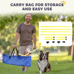 PawHut 4 Pieces Dog Agility Training Equipment, Adjustable Height Jumps Hurdle with Carrying Bag for Outdoor, Yellow